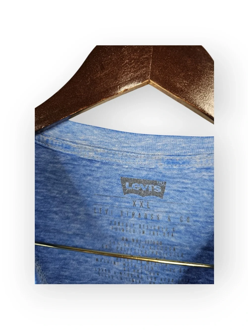 Levi’s Men’s XXL Heathered Blue Graphic Tee | Artisan Crafted Two Horse Logo